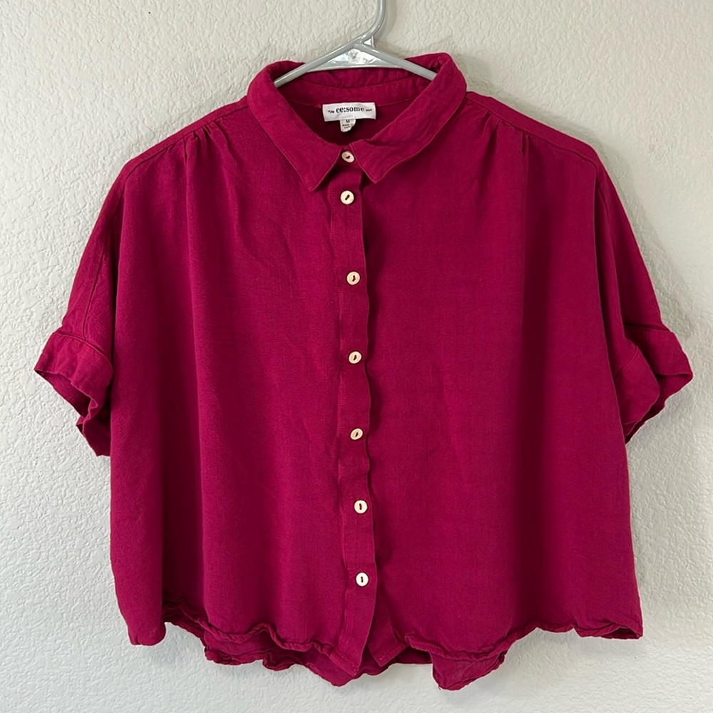 ee:some Oversized Button Down Crop Top Size Medium